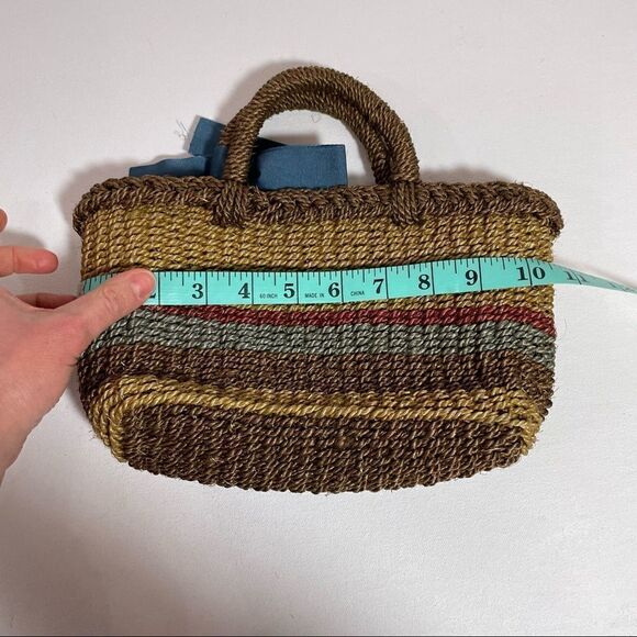 Petite handmade basket 🧺 tote with blue grosgrain ribbon from Whole Foods - Picture 8 of 8